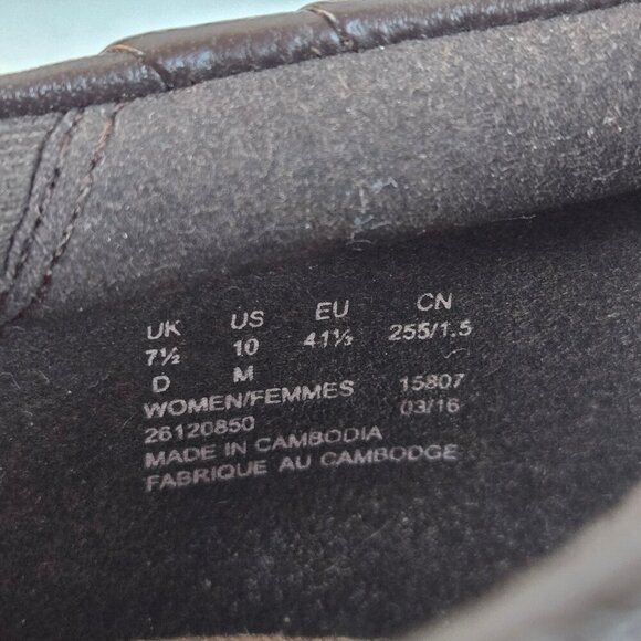 Clarks Collections Size 7.5 Brown Leather Slip On Loafer Wedge Rubber Heel - Picture 8 of 10